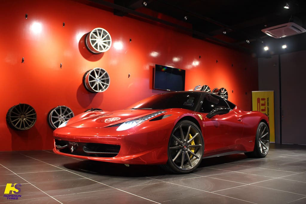 2015 Ferrari 458 Italia with 21x9 Vossen VPS-310 wheels