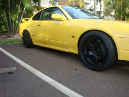 1999 Nissan S15 with 18x9 lenso d1r wheels
