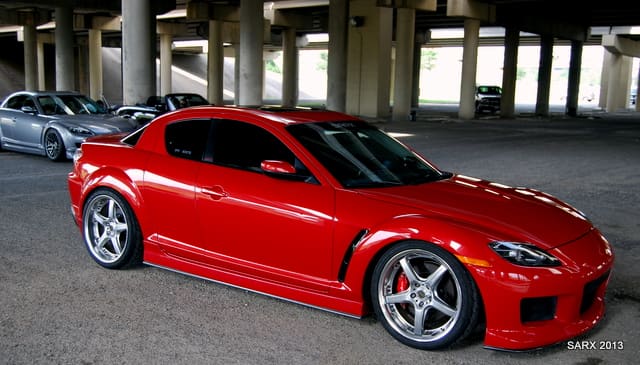 2004 Mazda RX-8 with 19x8.5 Volk Racing by Rays GTS wheels