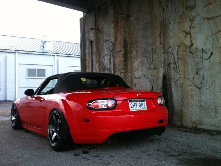 2005 Mazda MX-5 Miata with 17x9 Rota P45r wheels