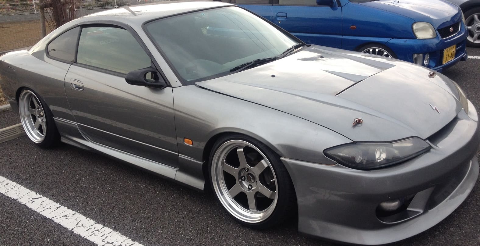 2001 Nissan S15 with 18x9 VolkRacing TE37V wheels