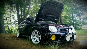 2003 Subaru Impreza WRX with 18x10 Volk Rays TE37 wheels