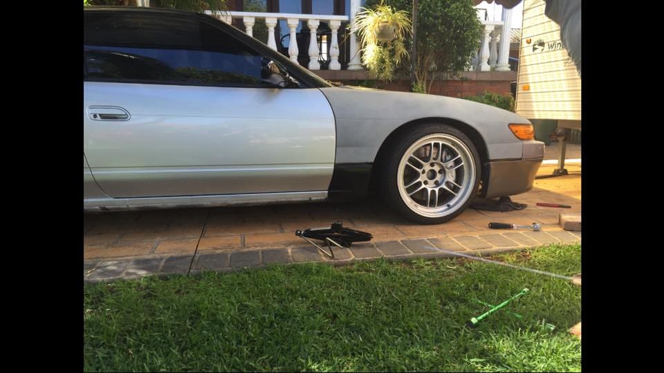 1992 Nissan S13 with 17x9 enkei RPF1 wheels