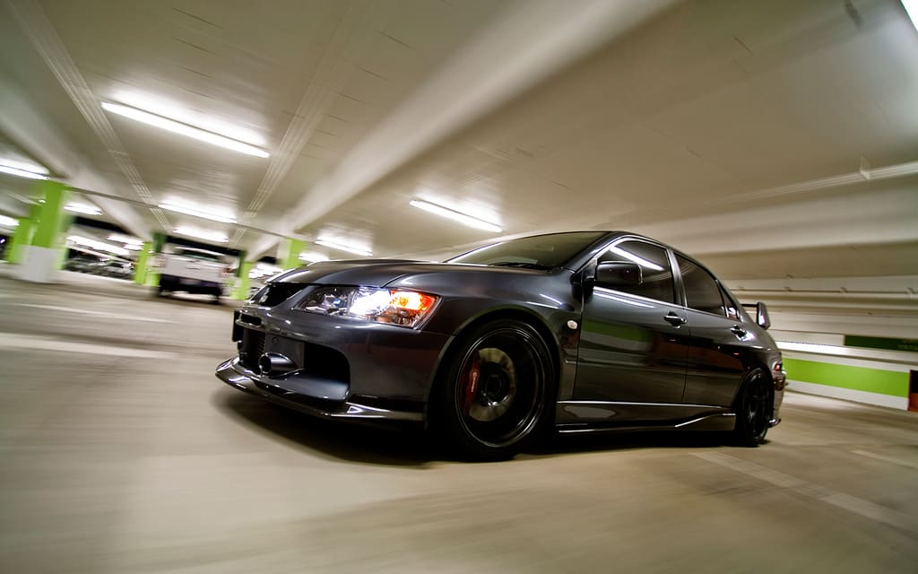 2010 Mitsubishi Lancer Evolution with 18x9 Advan Racing RS wheels