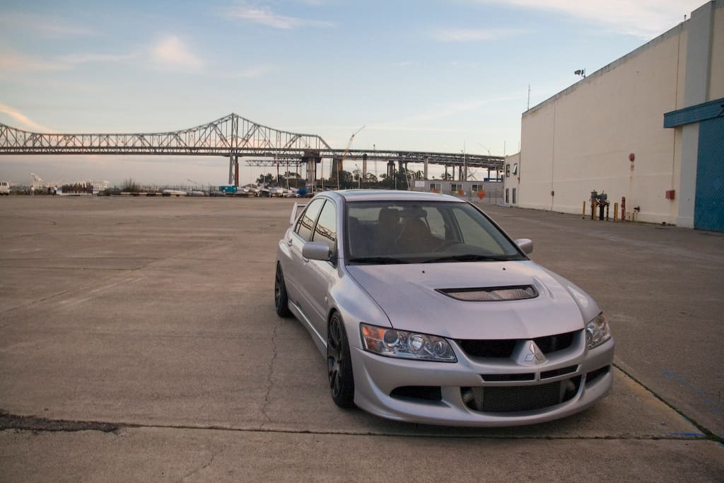 2003 Mitsubishi Lancer Evolution with 18x9 Weds SA-67R wheels