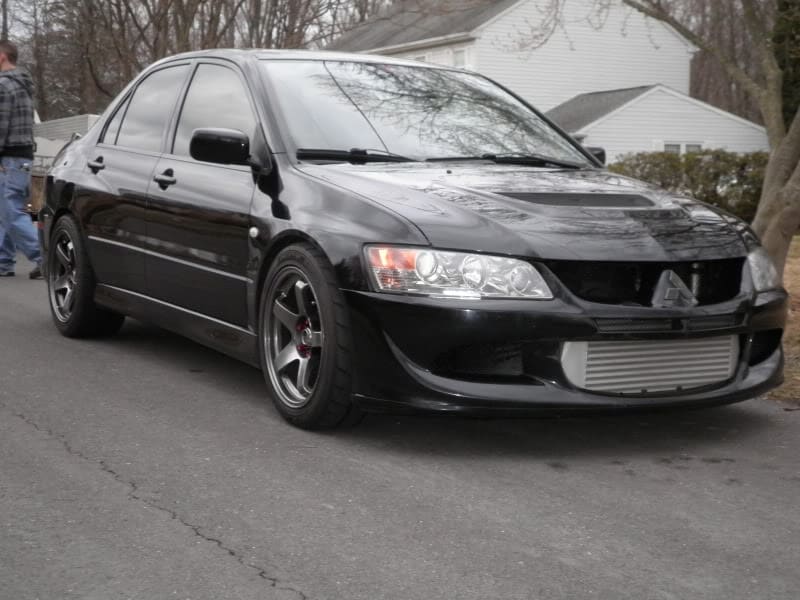2003 Mitsubishi Lancer Evolution with 17x9 HRE p45s wheels