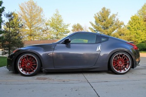 2011 Nissan 370Z with 20x9.5 Volk Racing GT-30 RED wheels