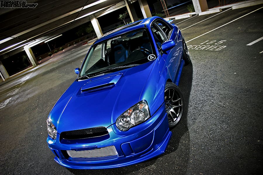 2004 Subaru Impreza WRX with 18x9.5 Rota Torque-R wheels