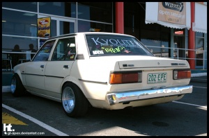 1983 Toyota Corolla with 13x7 centrelines wheels