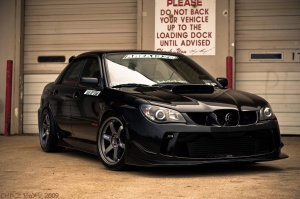 2006 Subaru Impreza WRX STi with 18x9.5 Rays Engineering Volk Racing TE37 wheels