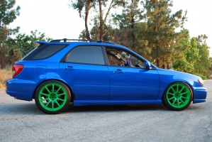 2002 Subaru Impreza WRX with 18x9 Rota G-Force wheels