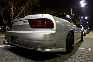 1996 Nissan S13 with 18x9.5 RAYS TE37 wheels