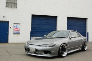 2000 Nissan S15 with 18x9 Work Meister S1 wheels