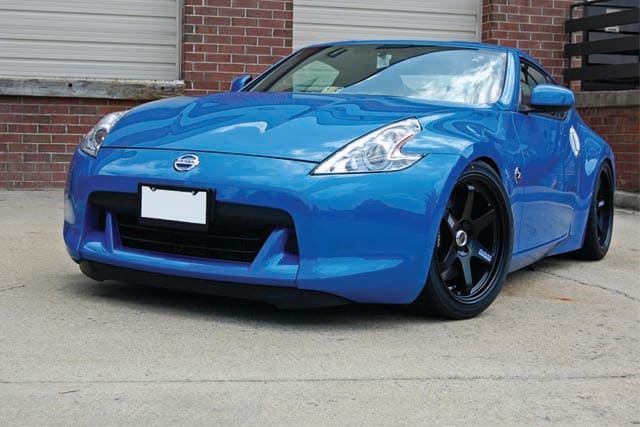 2009 Nissan 370Z with 19x9.5 RAYS Engineering Volk Racing TE 37 wheels