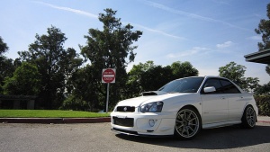 2005 Subaru Impreza WRX STi with 18x9.5 Prodrive GC-010E wheels