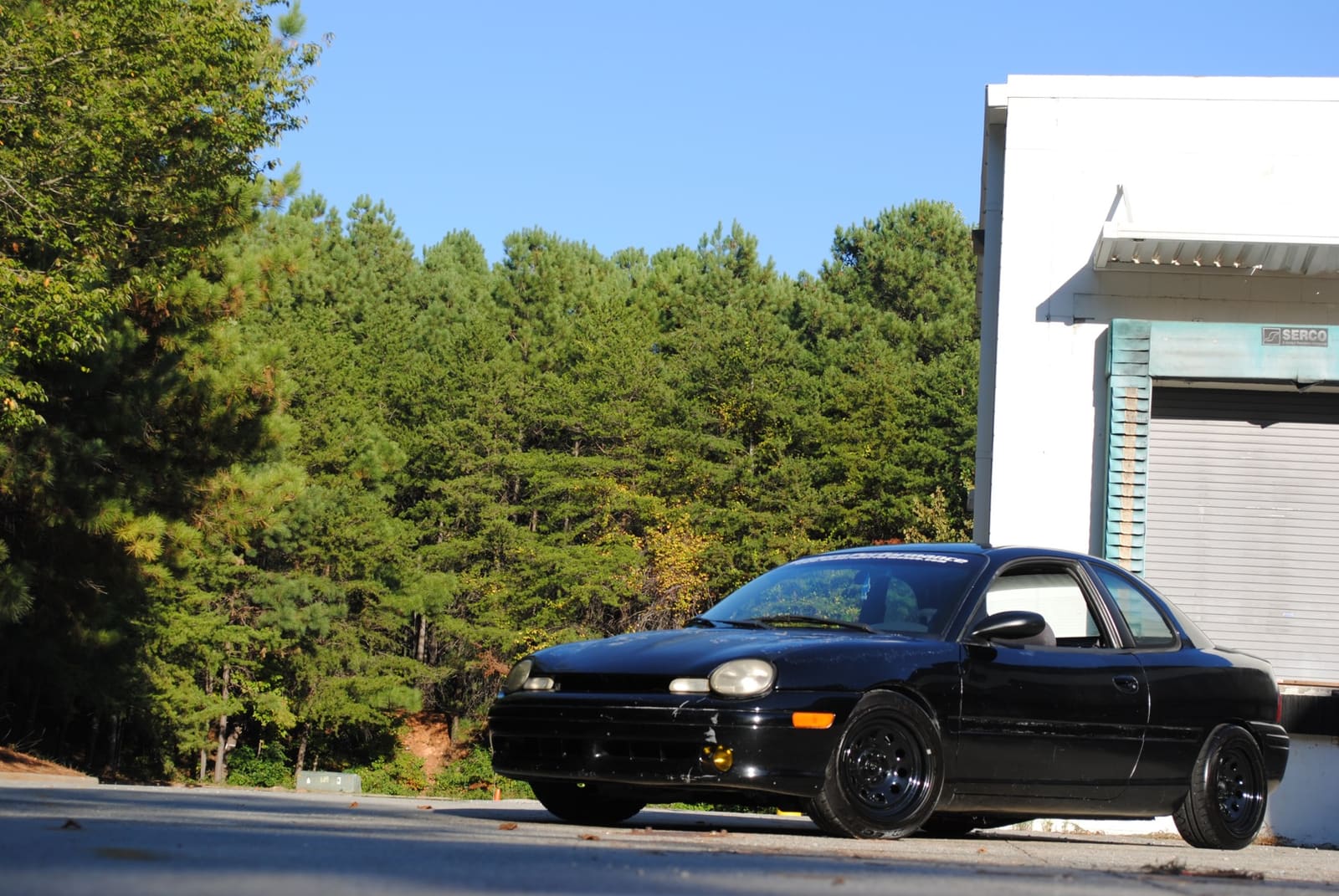 1996 Dodge Neon with 15x8 Diamond racing wheels stock car wheels